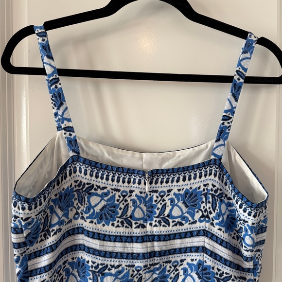 Loft Women’s Blue and White Striped Floral Fit & Flare Dress Size 10 - Picture 4 of 8